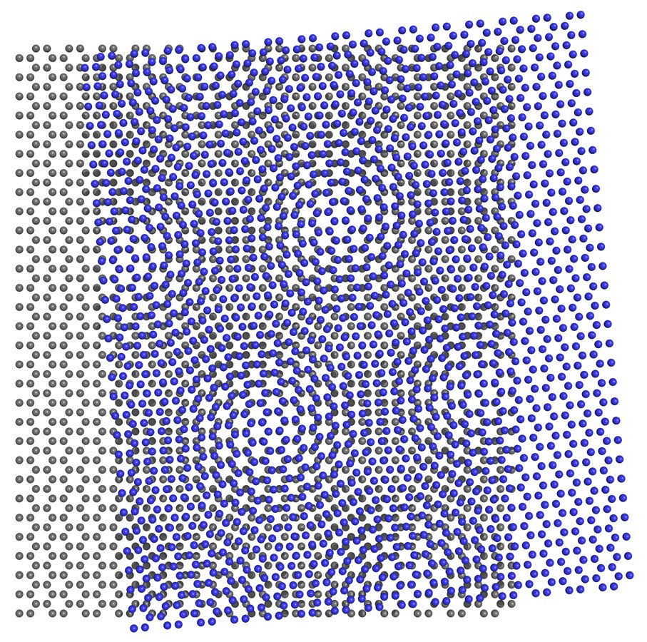 Pola moiré skala atom pada lembar graphene bertumpuk, didokumentasikan NIST pada 27 April 2010.
