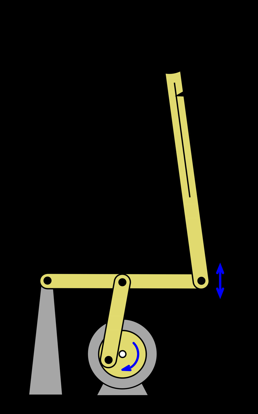 Diagram bandul Kapitza dengan motor dan engkol penggetar, 9 April 2011. Ukuran diubah dan dikonversi ke JPEG tanpa pemotongan.