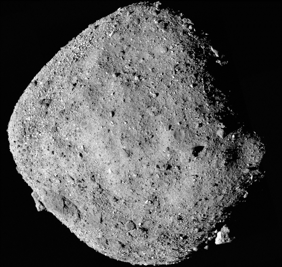 Asteroid Bennu direkam OSIRIS-REx, 2 Desember 2018; bukan objek yang diumumkan sedang mengancam Bumi. Gambar dipotong proporsional dan dikonversi ke JPEG tanpa mengubah objek utama.